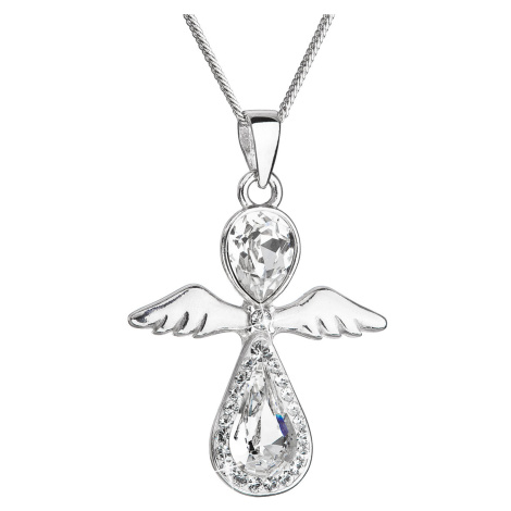 Evolution Group Stříbrný náhrdelník anděl se Swarovski krystaly bílý 32072.1