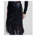 Sukně karl lagerfeld faux leather skirt w/ fringes černá