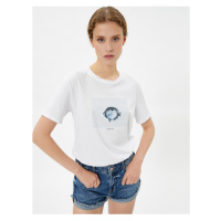 Koton Şahika Ercümen X Cotton - Fish Printed Cotton T-Shirt.