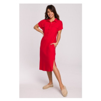Bewear Dámské midi šaty Thazron B222 červená Červená