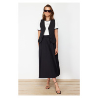 Trendyol Black Pleated Woven Skirt