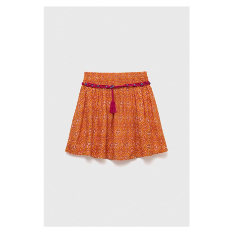Dětská sukně Sisley oranžová barva, mini, áčková