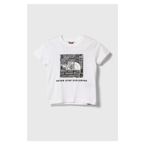 Dětské bavlněné tričko The North Face bílá barva, s potiskem