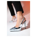 LuviShoes SANTA Silver Mirror Women's Pointed Toe Platform Heels