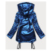 Světle modrá krátká dámská zimní bunda s ledvinkou (OMDL-018)