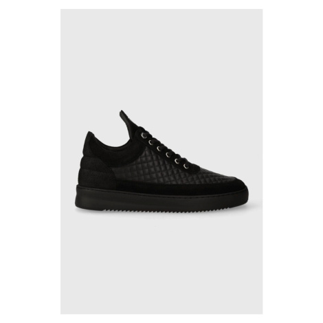 Kožené sneakers boty Filling Pieces Low Top Quilted černá barva, 10100151861
