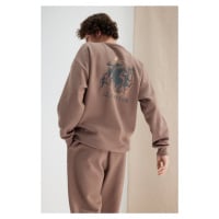 Trendyol Mink Oversize/Wide-Cut Gladiator Printed Sweatshirt