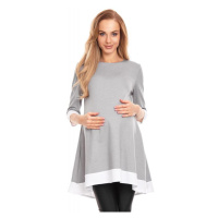 Těhotenské mini asymetrické šaty s lemem v šedé barvě