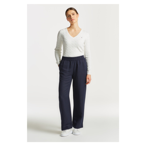 KALHOTY GANT LINEN VISCOSE PULL-ON PANTS modrá