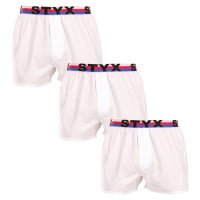 3PACK pánské trenky Styx sportovní guma bílé trikolóra (3B2061)