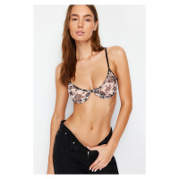 Trendyol Ten-Black Tulle Floral Capless Knitted Bra