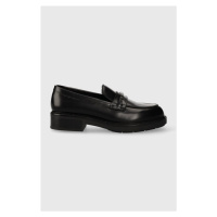 Mokasíny Calvin Klein RUBBER SOLE LOAFER W dámské, černá barva, na platformě, HW0HW01791