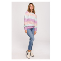 Vícebarevný svetr pruhovaný pulovr BeWear BK071