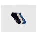 Benetton, White, Blue And Dark Blue Short Socks