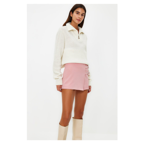 Trendyol Dusty Rose Belt Detailed Woven Shorts Skirt
