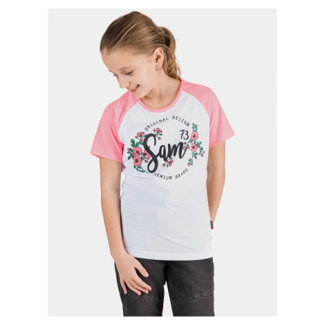 Růžovo-bílé holčičí tričko s potiskem SAM 73