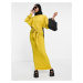 ASOS DESIGN maxi dress with gathered cuff and tie front detail-Gold