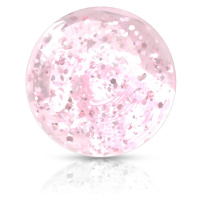 Plastová průhledná kulička na piercing s růžovými flitry, 5 mm, sada 10 ks