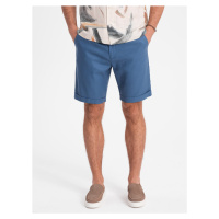 Ombre Men's linen blend short shorts - blue denim