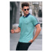 Madmext Mint Green Sleeve Stripe Polo Neck T-Shirt 5888