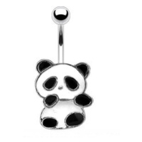 Piercing do pupíku - panda s bílou a černou glazurou