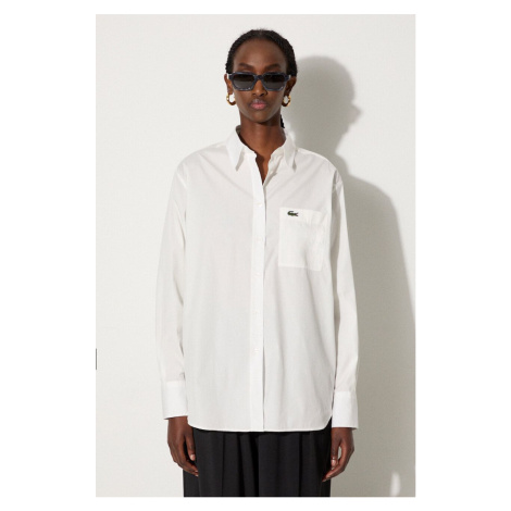 Bavlněná košile Lacoste bílá barva, relaxed, s klasickým límcem