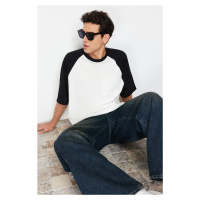 Trendyol Black Oversize Pocket Color Blocked 100% Cotton T-Shirt