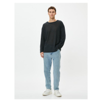 Koton Basic Sweater Relax Fit Textured Crew Neck Long Sleeve