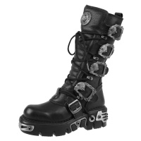 boty kožené dámské - 5-Buckle Boots Black - NEW ROCK - M.402-S1