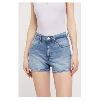 Džínové šortky Tommy Jeans dámské, hladké, high waist, DW0DW17642