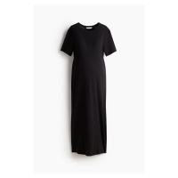 H & M - MAMA Žebrované tričkové šaty - černá