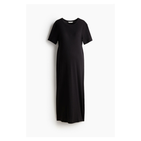 H & M - MAMA Žebrované tričkové šaty - černá H&M