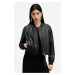 Kožená bunda AllSaints ORTEN BOMBER JACKET dámská, černá barva, přechodná, W072LB