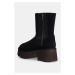 Semišové boty UGG Classic Twin Seam New Heights dámské, černá barva, na podpatku, lehce zateplen