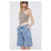 Džínové šortky Calvin Klein Jeans dámské, hladké, high waist