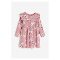 H & M - Žerzejové šaty's volánky - růžová