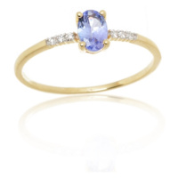 Zlatý prsten s tanzanitem a diamanty L'amour Diamonds JR11384TZNY + dárek zdarma