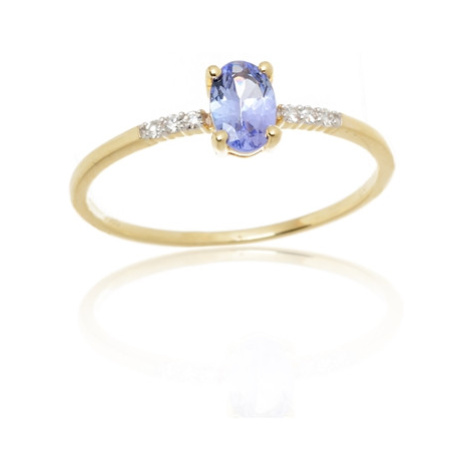 Zlatý prsten s tanzanitem a diamanty L'amour Diamonds JR11384TZNY + dárek zdarma L´amour