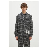 Košile s příměsí vlny PLEASURES Cross Work Shirt červená barva, regular, s klasickým límcem, P24