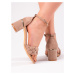 Trendy sandály dámské hnědé na širokém podpatku