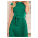 Zelené midi šaty s krátkým rukávem a skládanou sukní