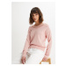 Bonprix BODYFLIRT svetr s krajkou Barva: Růžová, Mezinárodní