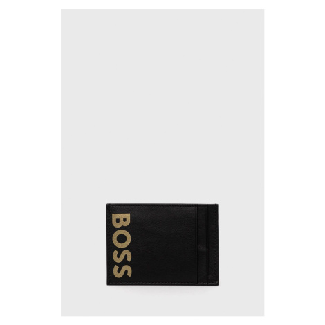 Kožené pouzdro na karty BOSS černá barva Hugo Boss