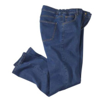 Pohodlné džíny s pasem nabraným po stranách do gumy