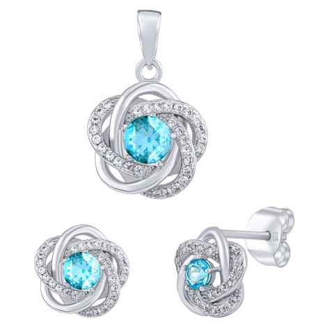 Silvego Stříbrný set šperků ROSALYN s pravým Topazem Swiss a Brilliance Zirconia JJJS0088TS (náu