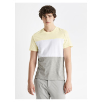 Žluto-šedé pánské pruhované tričko Celio Cetri