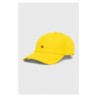 Bavlněná baseballová čepice Tommy Hilfiger žlutá barva, s aplikací, AW0AW15785
