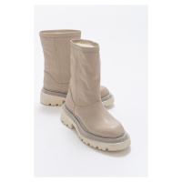LuviShoes The Accessory Light Beige Skin Women's Boots From Genuine Leather.