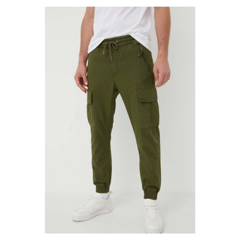 Bavlněné kalhoty Alpha Industries Ripstop Jogger zelená barva, 116201.142