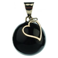 Bola těhotenská rolnička ESSENTIALS Black with heart charm